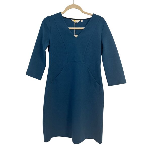 Boden Dresses & Skirts - NWT Boden Women's Blue Bronte Ottoman 3/4 Sleeve Pockets Dress Size 6P